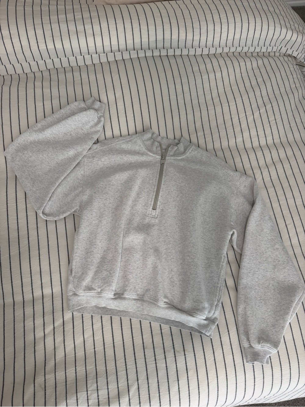 Fabletics Light Gray Half-Zip Pullover